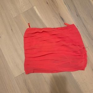 Bright coral rouched skirt